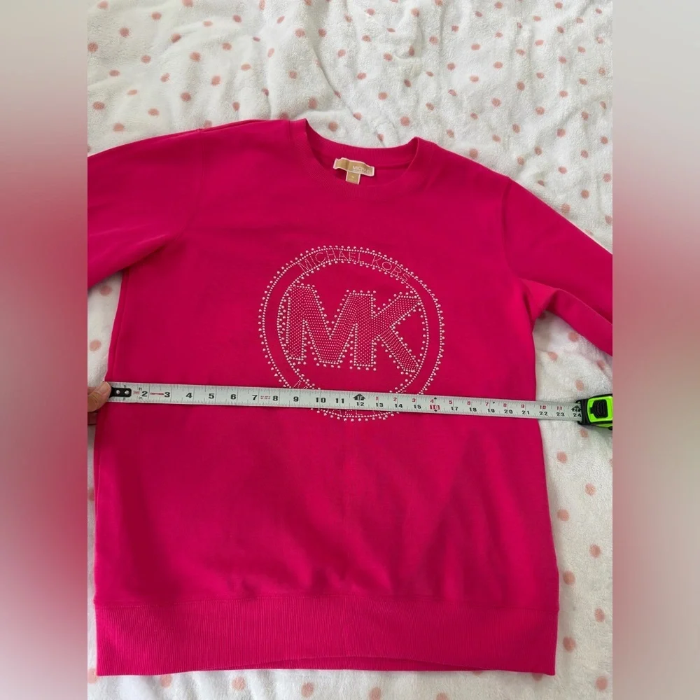Michael Kors Pink Embellished Logo Cotton Blend Sweatshirt - Picture 2 of 8
